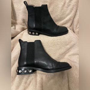 LOUISE ET CIE Embellished-HeelBoot with Translucent Dome Studs. Gorgeous/Classy.